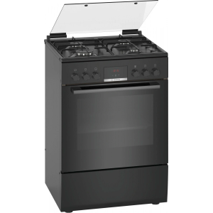 BOSCH HXN390D61L Cucina da libera installazione, forno elettrico, 4 fuochi a gas, nero, 60 cm