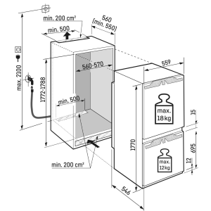LIEBHERR  ICBNci 5183 Peak FRIGO-CONGELATORE COMBINATO DA INCASSO NO FROST con BIOFRESH 178 cm Porta Autoportante classe C GARANZIA ITALIA RICHIEDI UN PREVENTIVO