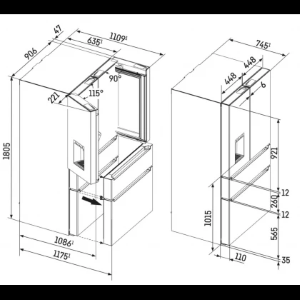 LIEBHERR  MBbsdi 9556  Prime  MULTIDOOR/FRENCH DOOR 181 x 91 cm Acciaio Nero classe D GARANZIA ITALIA RICHIEDI UN PREVENTIVO