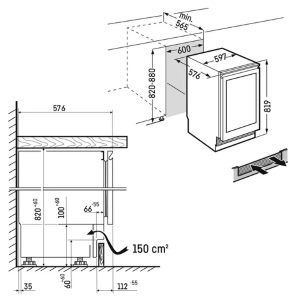 LIEBHERR  UWgb 3632  Vinidor CANTINETTA VINO SOTTOPIANO 82-88 cm Nero/Vetro classe F GARANZIA ITALIA RICHIEDI UN PREVENTIVO
