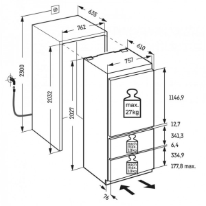LIEBHERR ECBNe 7870   FRIGO-CONGELATORE COMBINATO DESIGN AMERICANO DA INCASSO 76 cm GARANZIA ITALIA RICHIEDI UN PREVENTIVO